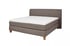 Beiges Boxspringbett Flair mit hellem Topper und vier Holzfüßen.