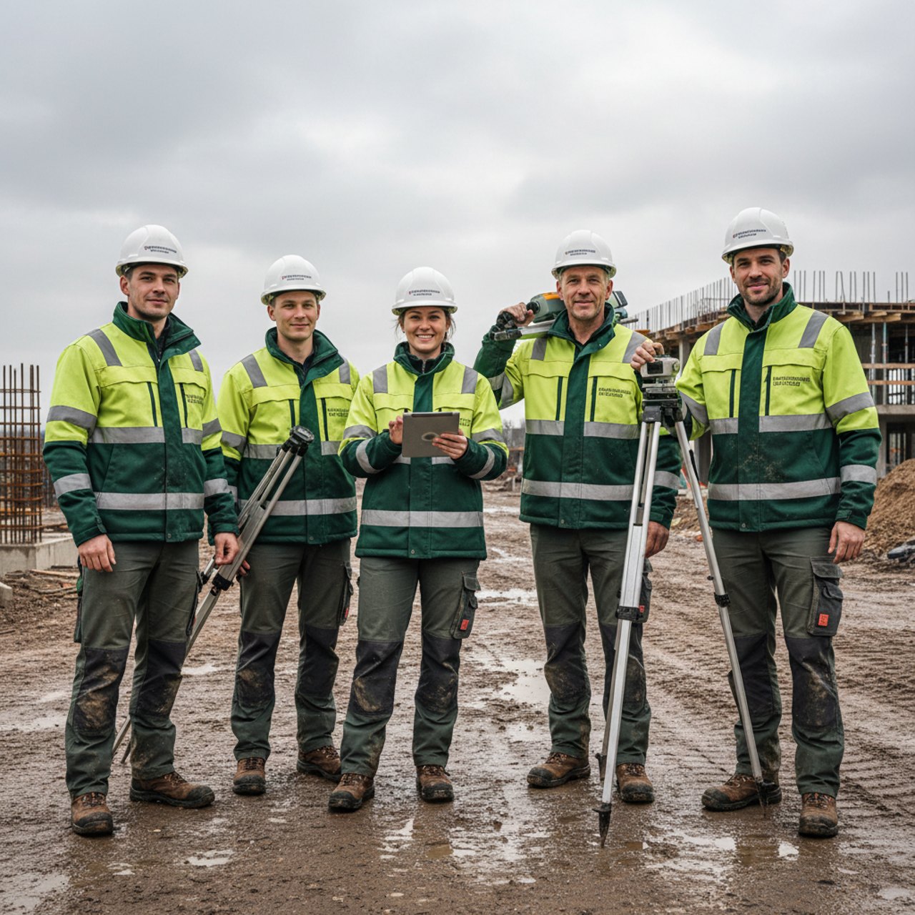 Team der GEODAT Ingenieurgesellschaft auf einer Baustelle
