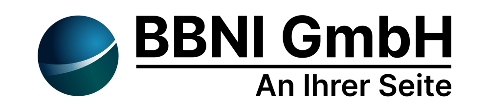 BBNI GmbH Logo: Blauer Globus und Text „BBNI GmbH An Ihrer Seite"