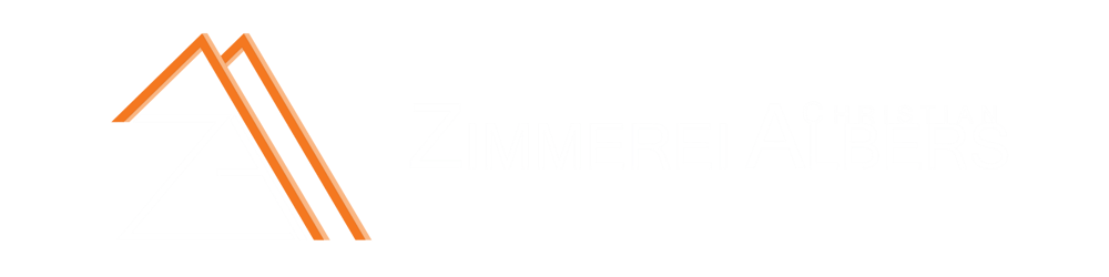Logo: Orange und weiße Dachlinien überlagern ein Z, daneben der Text "ZIMMEREI CHRISTIAN ALBERS".
