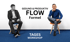 Zwei Männer sitzen auf Stühlen, dazwischen "GESUND & PRODUKTIV FLOW Formel" und unten "TAGES WORKSHOP".