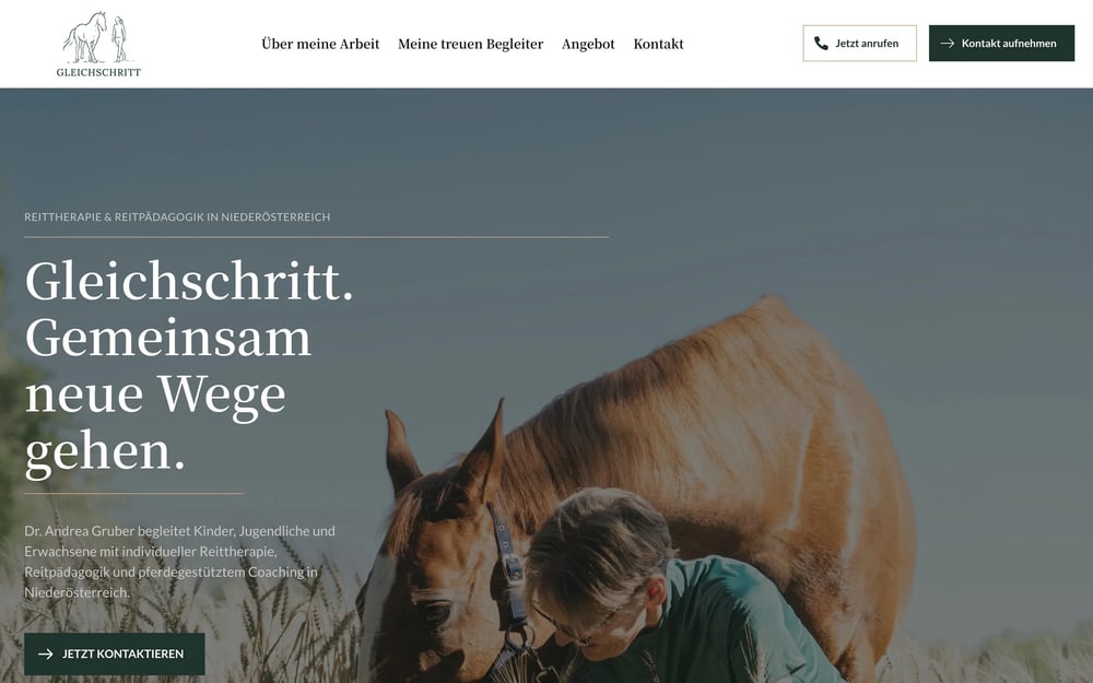 Startseite der Website von GleichSchritt Reittherapie in Grub
