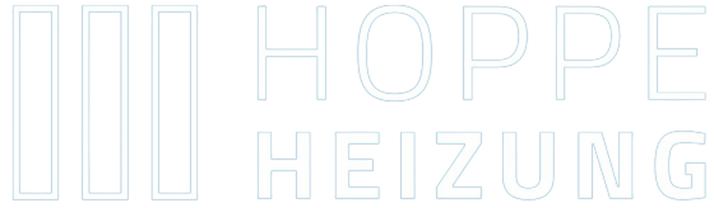 Logo mit drei vertikalen Rechtecken, einem stilisierten Heizkörper, und Text "HOPPE HEIZUNG"
