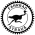 Logo von "Fahrrad Strauß". Es zeigt eine schwarze Silhouette eines Straußes, der nach rechts läuft. Um den Strauß herum ist ein Kreis, der wie ein Zahnrad aussieht. In diesem Kreis steht oben im Bogen das Wort "FAHRRAD" und unten im Bogen das Wort "STRAUß", beides in Großbuchstaben. Das gesamte Logo ist in Schwarz auf einem transparenten Hintergrund dargestellt.