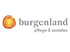 Logo: Burgenland pflege & soziales mit orange-gelbem, wirbelndem Kreis