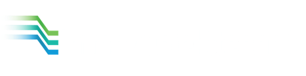 Logo mit Text "Immo-Objekttechnik" und drei horizontalen, farbigen Linien in Blau und Grün.