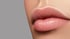 Nahaufnahme von vollen, glänzenden Lippen mit leichtem rosafarbenem Lippenstift auf grauem Hintergrund.
