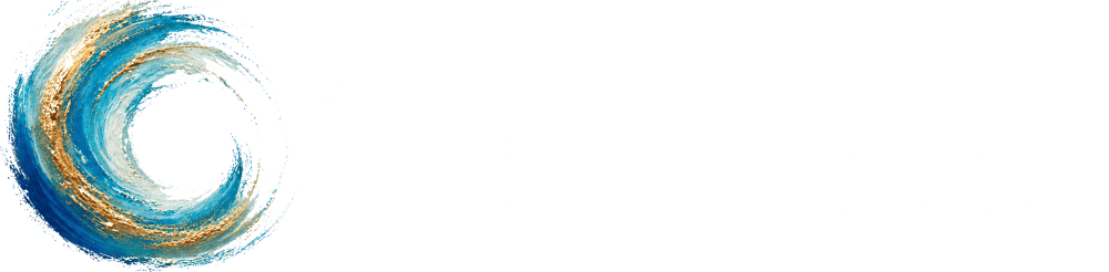 Logo mit blau-goldener Spirale und Text: Begleitung und Inspiration – Coaching für Klarheit, Entwicklung & innere Stärke.