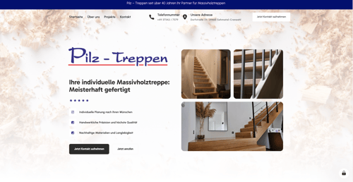 Webdesign-Referenz: Treppenbau Pilz – Website für Tischlerei