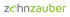 Textlogo "zahnzauber" in Grau und Grün, mit einem herzförmigen „h“.