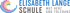 Logo: Elisabeth Lange Schule, Mut Herz und Toleranz, mit bunten, geschwungenen Linien.