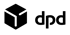 DPD-Logo mit einem schwarzen Würfelsymbol und dem Schriftzug "dpd" in Kleinbuchstaben.