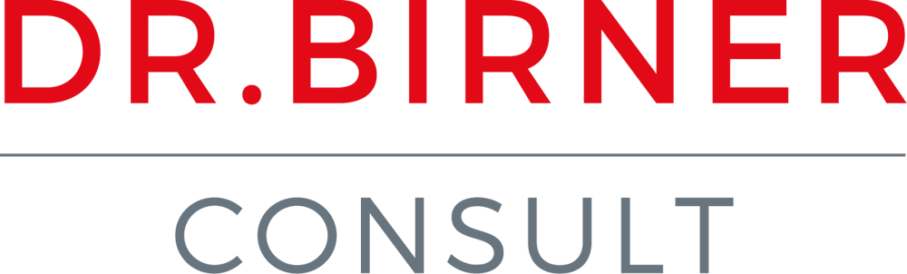 DR. BIRNER CONSULT Logo mit "DR. BIRNER" in Rot und "CONSULT" in Grau, getrennt durch eine graue Linie.