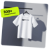 Weißes T-Shirt mit schwarzem Mr. Tschunsi Logo auf einem Kleiderbügel neben Textfeld 300+ zufriedene Kunden.