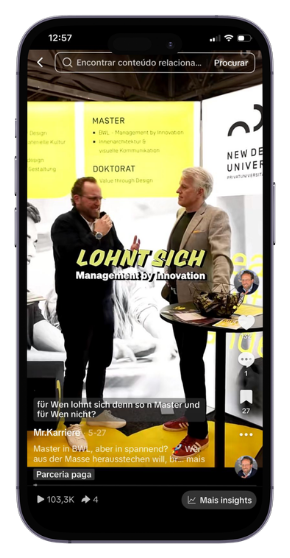 Video im Gespräch mit dem Rektor der New Design University auf dem Smartphone