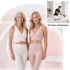 Two women in yoga sets stand before a massage therapy scene and text reading 10+ years of experience.
