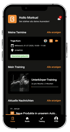 Ein Smartphone zeigt eine Fitness-App mit der Überschrift "Hallo Markus!" und Trainingsdetails.