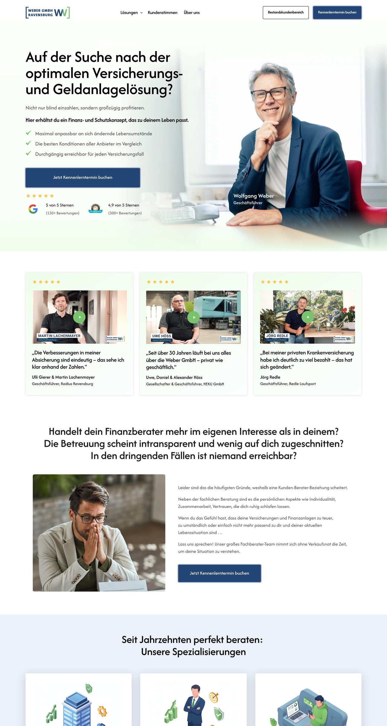 Weber GmbH website, first three screens
