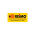 Reimo Logo: Gelbes Rechteck mit schwarzem Vogel, roten Linien und Text "REIMO ALLES FÜR CAMPER, REISEMOBILE UND CARAVANS. SEIT 1980."