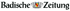 Logo der Badischen Zeitung, mit einem Wappen und zwei Greifen in der Mitte.