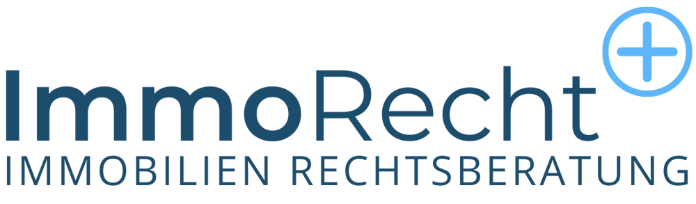 Logo von ImmoRecht Immobilien Rechtsberatung mit einem blauen Plus-Symbol in einem Kreis.
