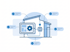 Smart-Home-Illustration mit Tablet-Steuerung, Zahnrad-Symbol und vernetzten Checklisten vor einem Haus-Umriss.