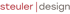 Logo mit rotem Text „steuler“ und grauem Text „design“, getrennt durch eine rote vertikale Linie.