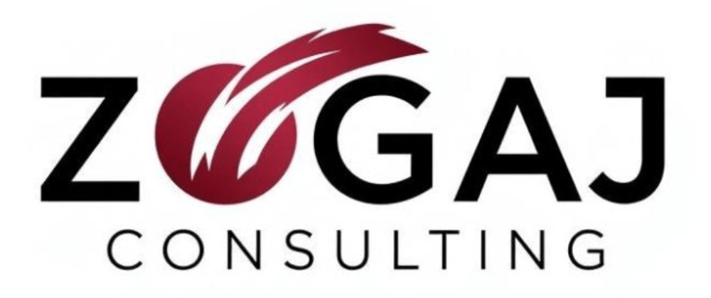 Logo von Zogaj Consulting mit einem roten, geschwungenen Design, das das "O" in Zogaj ersetzt.