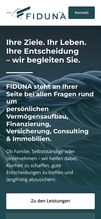 Website von FIDUNA in der Handy-Ansicht