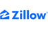 Zillow-Logo: Blaues stilisiertes Haus mit weißem "Z" und dem Wort "Zillow" in Blau.