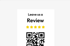 "Leave us a Review" mit fünf gelben Sternen und einem QR-Code darunter.