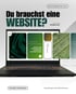 Laptop mit der Frage "Du brauchst eine WEBSITE?" und Stichpunkten zu Marketing und Design.