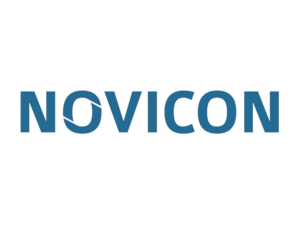 NOVOCON Logo in dunkelblauen Großbuchstaben auf weißem Hintergrund.