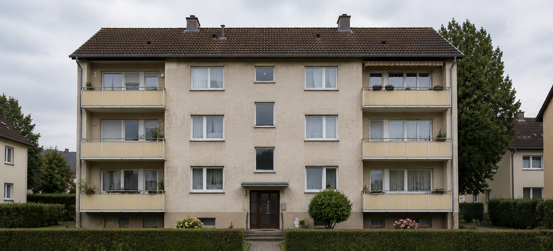 Dreigeschossiges Mehrfamilienhaus mit Balkonen