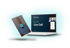 Ein Laptop mit einer Videokonferenz und ein Tablet, das ein Video von einem Mann zeigt.