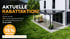 AKTUELLE RABATTAKTION! Moderne Hausfassade mit Terrasse und schwarzer Überdachung. JETZT 15% SPAREN!