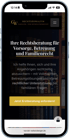 Smartphone-Bildschirm mit der Website einer Rechtsanwältin, die Beratung zu Vorsorge, Betreuung und Familienrecht anbietet.