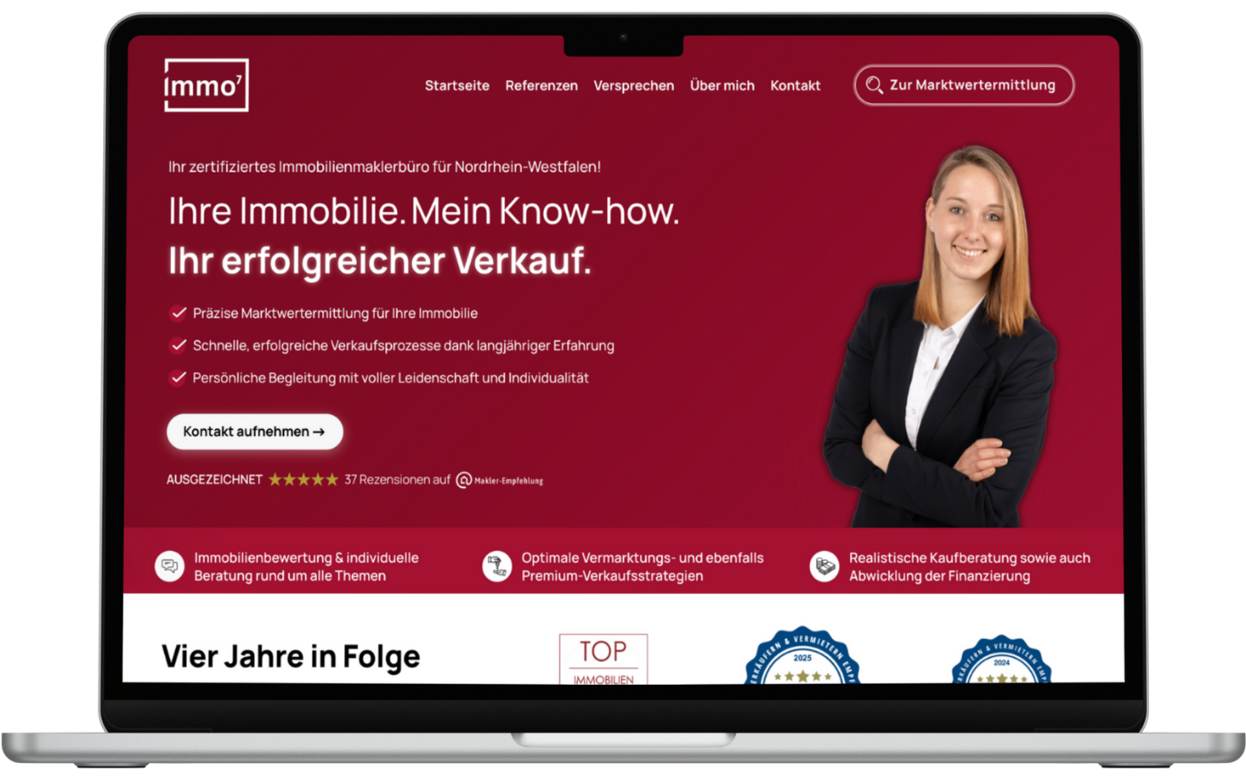 Webseiten-Referenz Jennifer Dahlke - Immobilienmaklerbüro Immo⁷