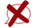 Rotes X über einer roten Sprechblase auf dunkelgrünem Hintergrund.