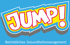 Blauer Hintergrund mit "JUMP!" in Rot und Gelb, darunter "Betriebliches Gesundheitsmanagement".