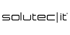 Schwarzer Text "solutec|it" auf dunkelgrünem Hintergrund.