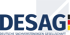 DESG Logo mit dunkelblauem Text auf grünem Hintergrund und stilisiertem "G" in Schwarz, Rot, Gold.