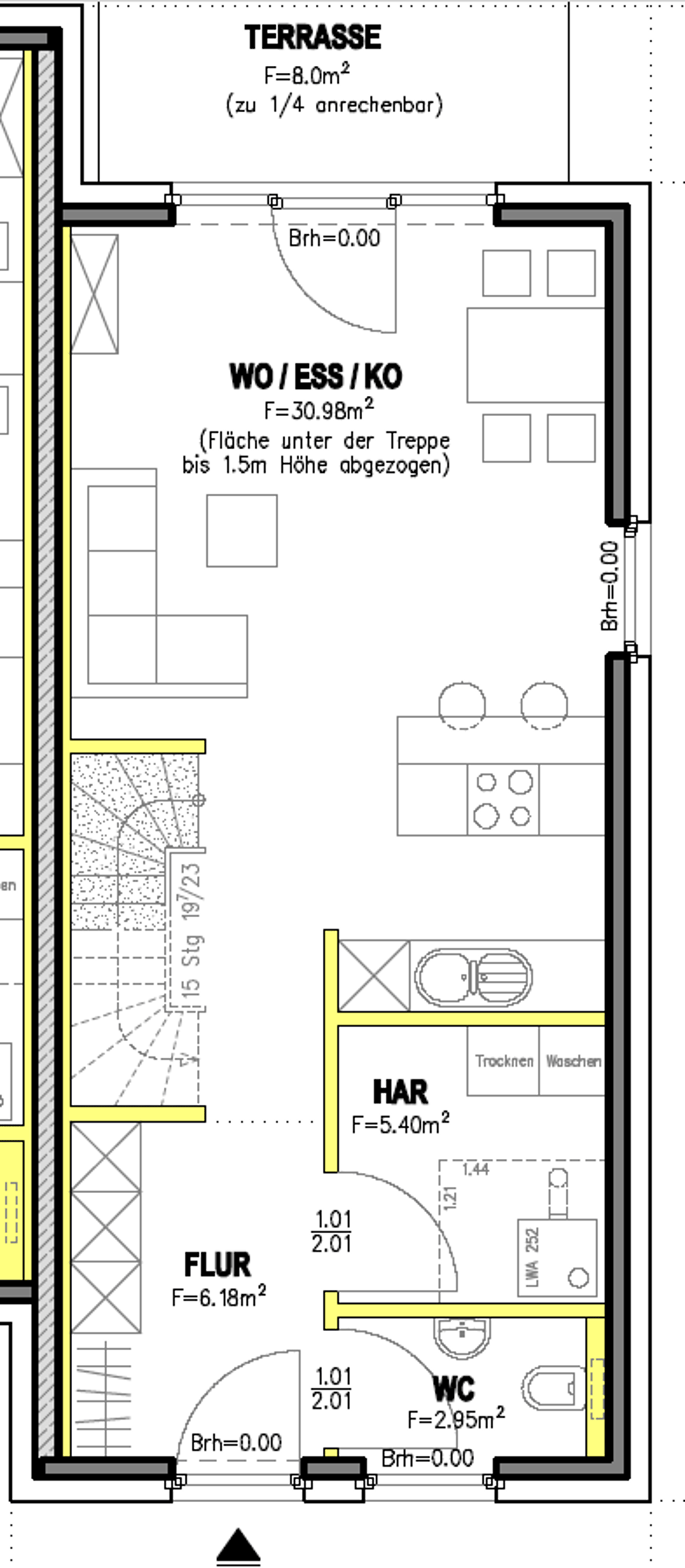 Grundriss Erdgeschoss der Maisonette-Wohnung