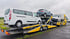 Hess Fahrzeuglogistikfahrzeug mit Bus beladen.