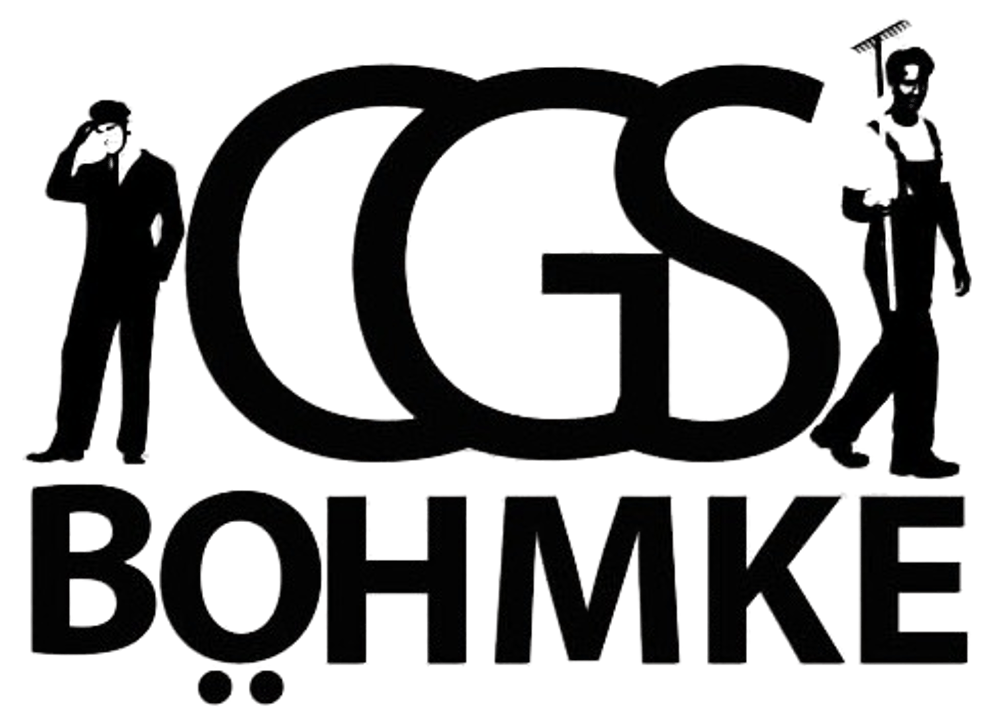 Logo: "GGS BOHMKE" mit Silhouetten eines Mannes im Anzug und einer Absolventin.