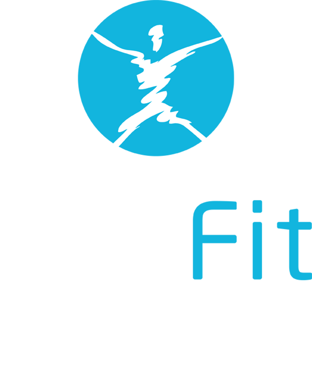 SohFit Logo mit blauer Figur in Kreis und Text „Fitness für Körper und Geist“ auf schwarzem Hintergrund.
