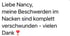 Textnachricht: „Liebe Nancy, meine Beschwerden im Nacken sind komplett verschwunden – vielen Dank ❤️“