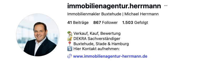 Instagram-Profil von Michael Herrmann, Immobilienmakler in Buxtehude