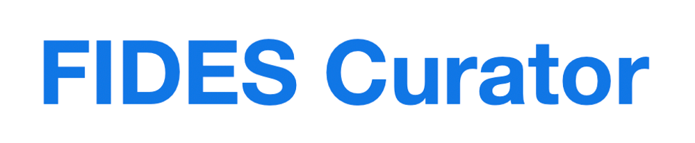 The text "FIDES Curator" in bold blue letters on a white background.