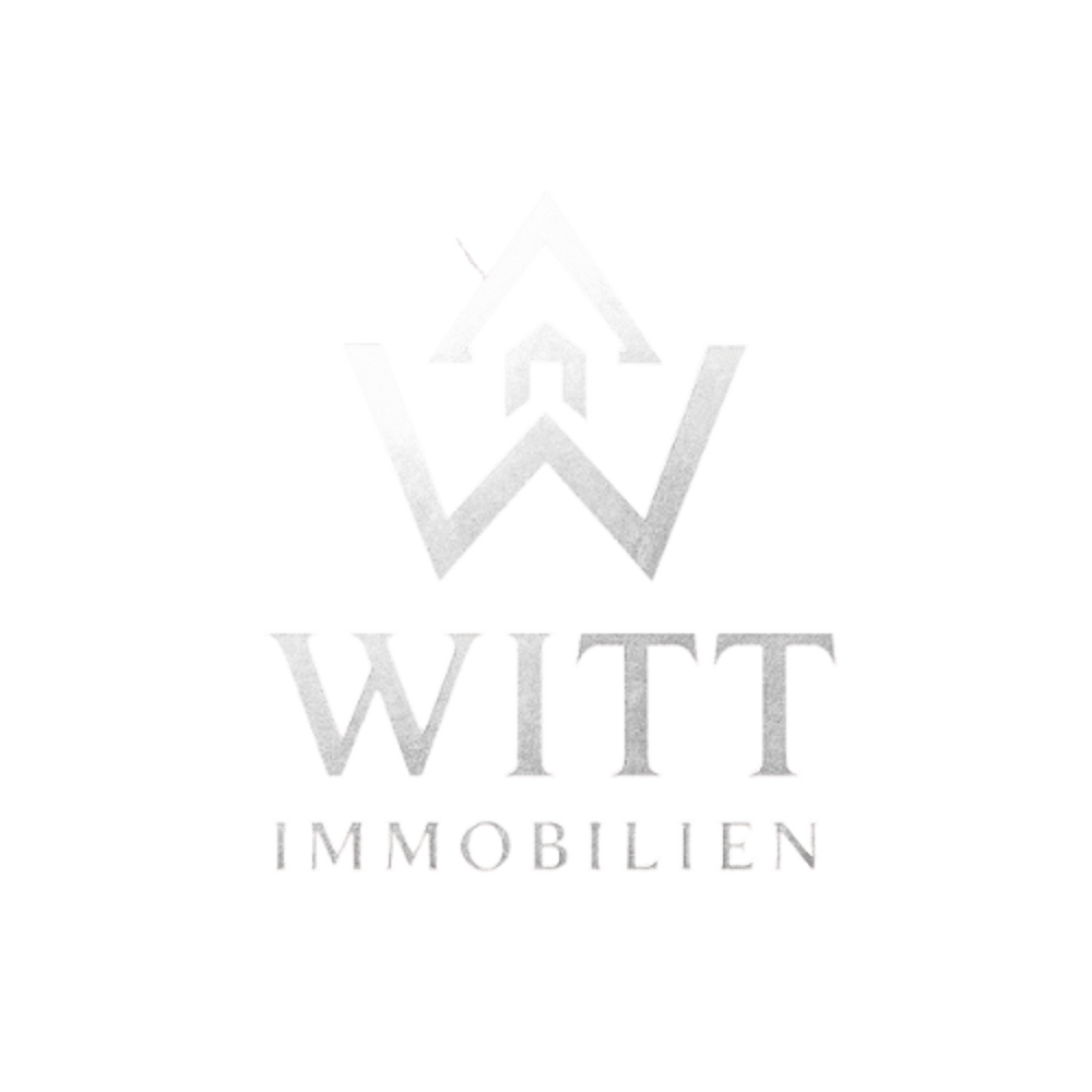 Witt Immobilien Logo: Ein stilisiertes weißes "W" bildet ein Hausdach auf dunkelgrünem Hintergrund.